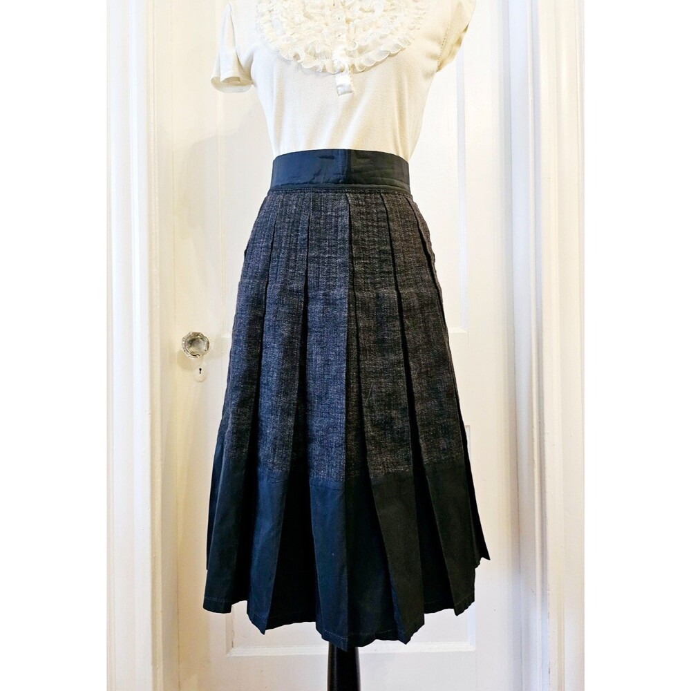 WEBER Navy Wool Blend Pleated Skirt, IT 40, US 4
